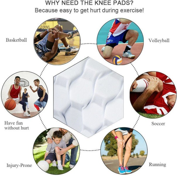 2Pcs Sports Honeycomb Knee Pad for baskerball/ volleyball --XL (White) Carousel 7