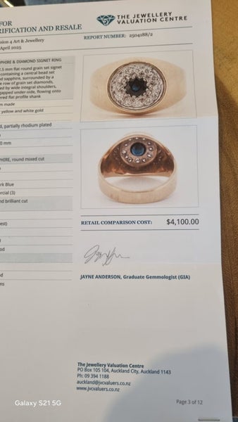9ct Yellow Gold Sapphire and Diamond Mens Signet Ring Carousel 8