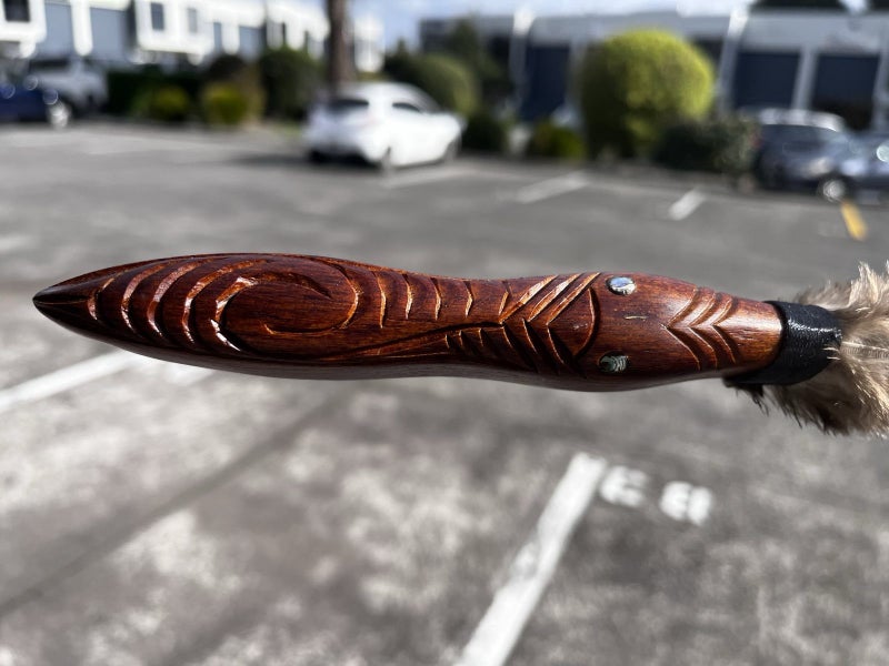 Winter Sale! Small Wood Taiaha With Paua Eyes Carousel 3