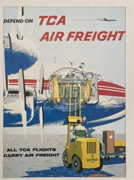 VINTAGE POSTER: Depend on TCA Air Freight 1950s Carousel 1