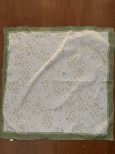 Floral print satin feel neck / hair scarf square 54x54vms Carousel 2