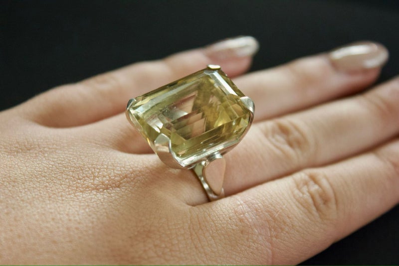 9ct White Gold Smokey Quartz Ladies Dress Ring Carousel 1