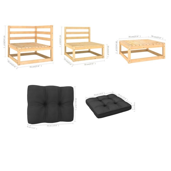 Vida Xl 7 Piece Garden Lounge Set With Anthracite Cushions Pinewood Carousel 2