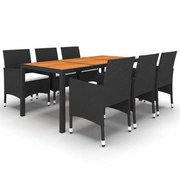 Vida Xl 7 Piece Garden Dining Set Poly Rattan Black Carousel 1