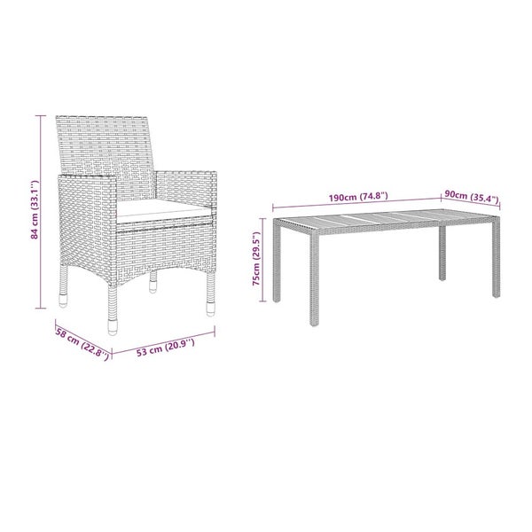 Vida Xl 7 Piece Garden Dining Set Poly Rattan Black Carousel 2