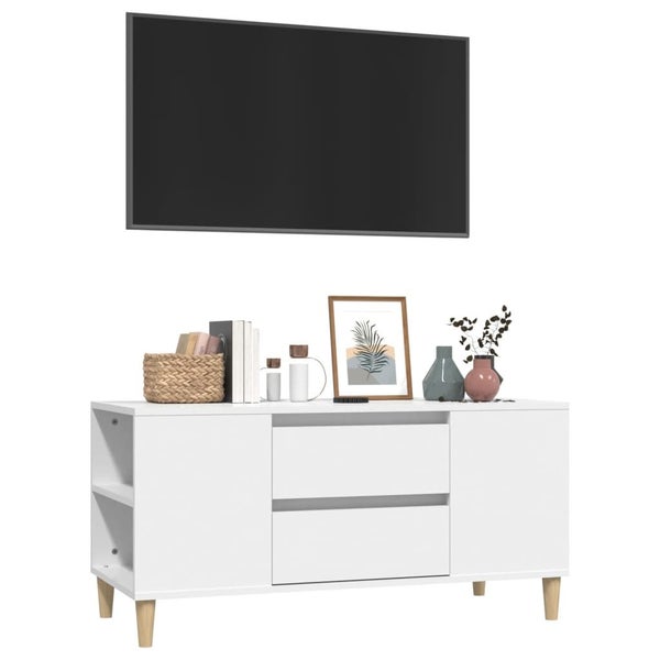 Vida Xl Tv Cabinet White 102X44.5X50 Cm Engineered Wood Carousel 1