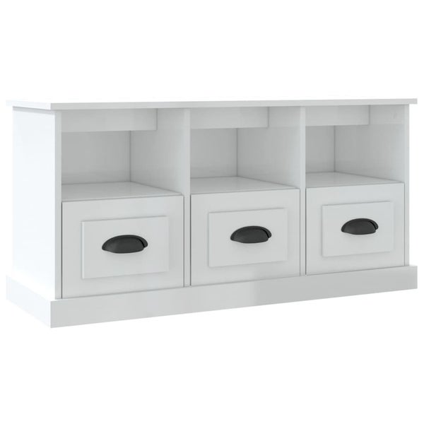 Vida Xl Tv Cabinet High Gloss White 100X35x50 Cm Engineered Wood Carousel 1