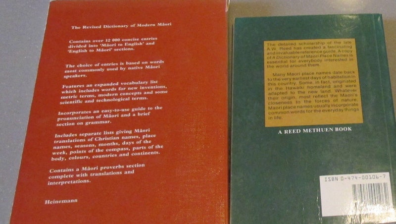 A DICTIONARY OF MAORI PLACE NAMES & THE REVISED DICTIONARY OF MODERN MAORI BOOKS Carousel 2
