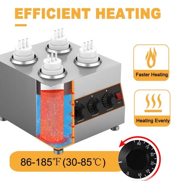 4X650ML Commercial Jam Cheese Heating Melter Electric Sauce Warmer Machine Carousel 2