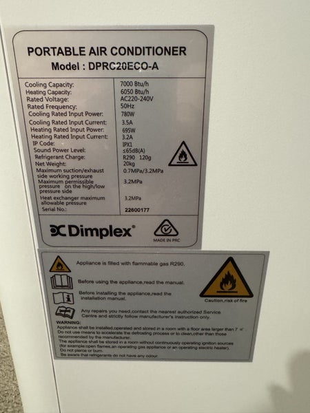 Dimplex Portable Air Conditioner DPRC20ECO-A Carousel 2