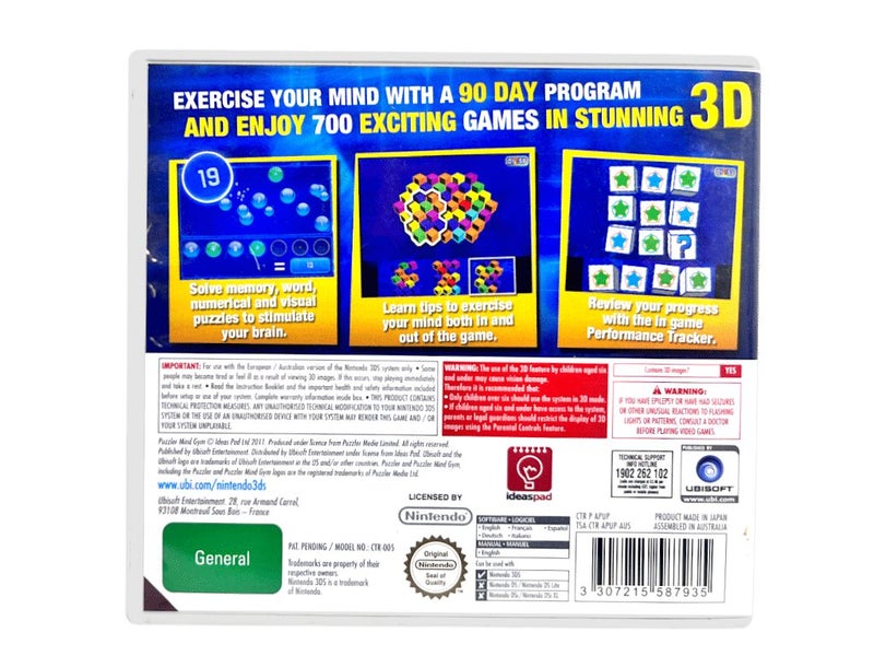 PUZZLER Mind Gym 3D (3DS) *MINT COMPLETE* Carousel 2