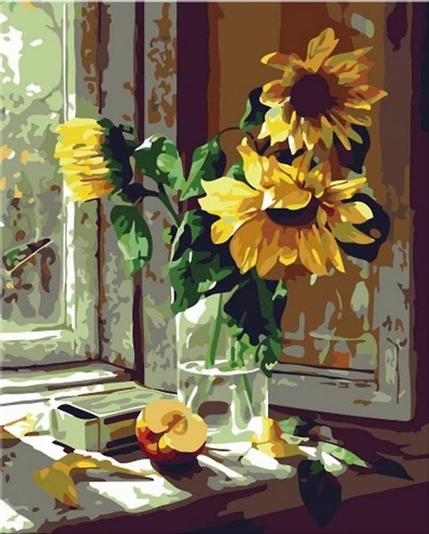 Diy Oil Painting, Paint By Number Kits - Warm Sunflower 16x20 Inch Carousel 1
