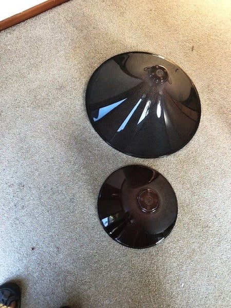 Coloured lampshades: mid-century, pinky/purple & pinky/ grey (1894B) Carousel 1