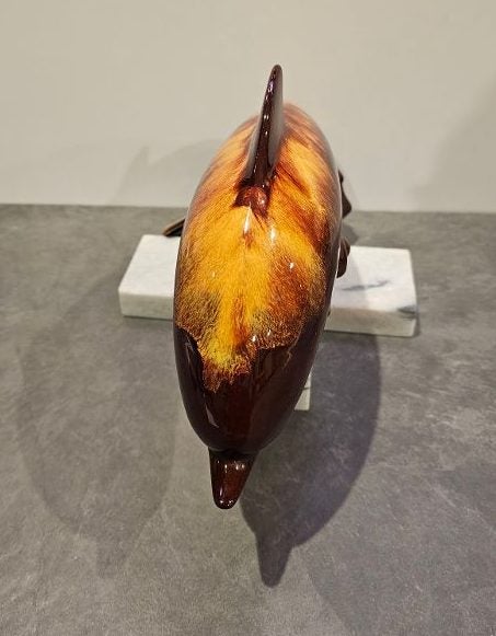 Harvest Gold Blue Mountain Pottery Dolphin. It's A Biggen. Rare/Original Labels. Carousel 8