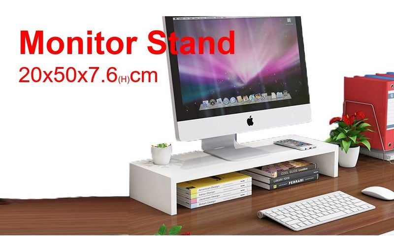 PTN WHITE 1 Tier Computer Monitor Screen Stand Riser Table Keyboard Storage Carousel 1