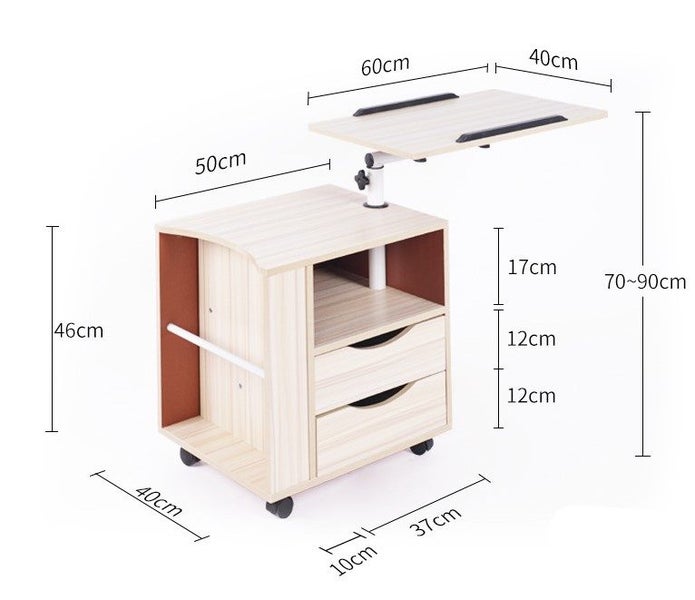 PTN 360 Adjustable Desk + Drawers Table Overbed wheels Laptop PC Bedside table Carousel 2