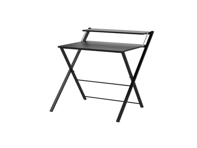 PTN 100cm Black Folding desk 2 Tier Storage Computer table Bookcase Home Office Carousel 1