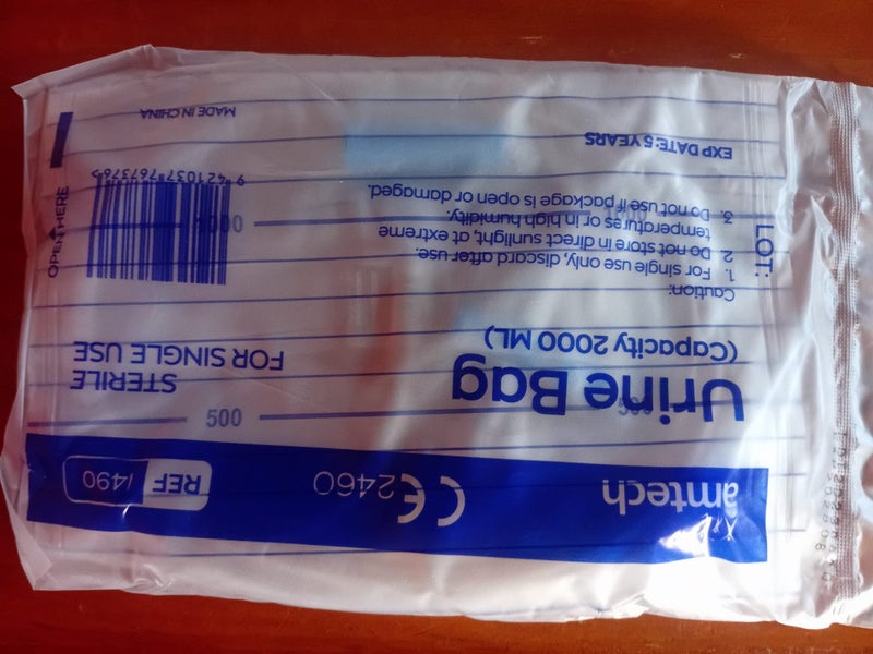 Amtech Urine Leg Bags - with T-Tap for overnight single use (5 bags for $5) Carousel 1