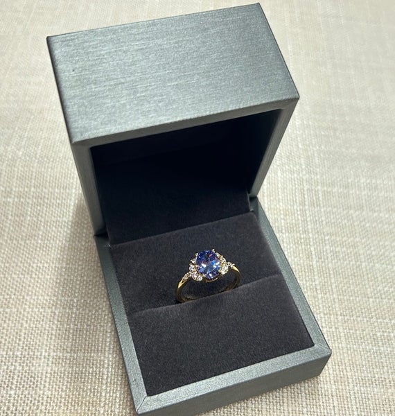 Elegant Gold Plated Tanzanite Engagement CZ Ring62865828330113111