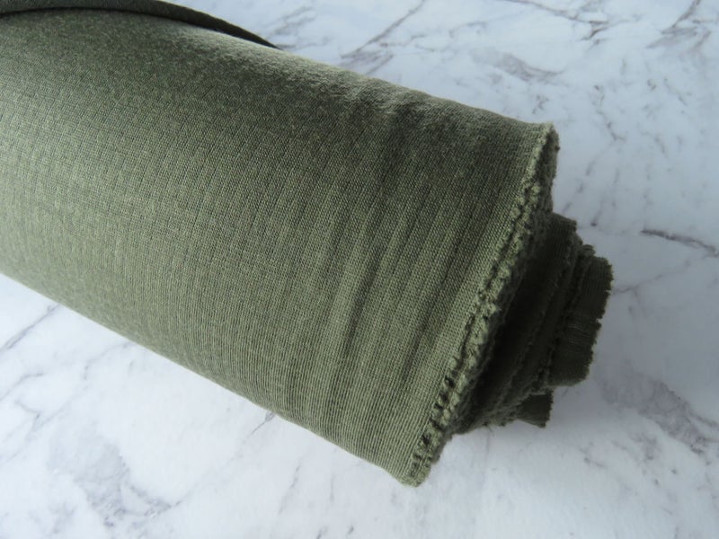 1m Oslo Olive 75% Merino 25% Polyester 230g Textured Knit Fabric Carousel 2
