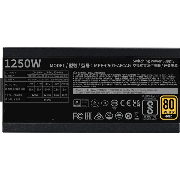 Cooler Master MWE Gold V2 ATX 3.1 1250W Power Supply 80 Plus Gold - Fully Carousel 4