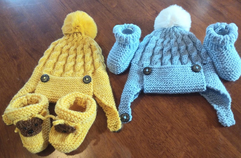 Baby Helmet beanies and booties Pure Wool62863845108481114