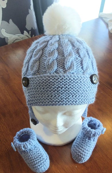 Baby Helmet beanies and booties Pure Wool62863845108481112