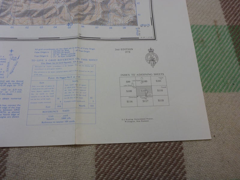 Awesome Vintage NZ Topographical Map Benmore New Zealand Carousel 13