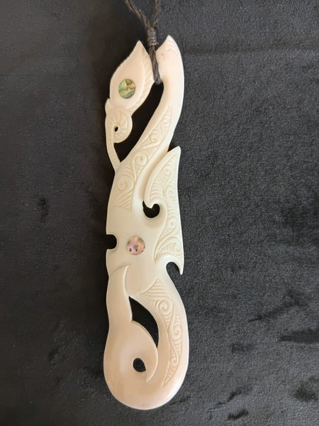 Bone Carving - Large Manaia Necklace in Giftbox Carousel 1
