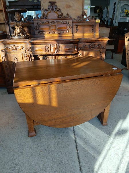 1210 AWESOME SUPER THICK OAK DROPSIDE TABLE Carousel 1