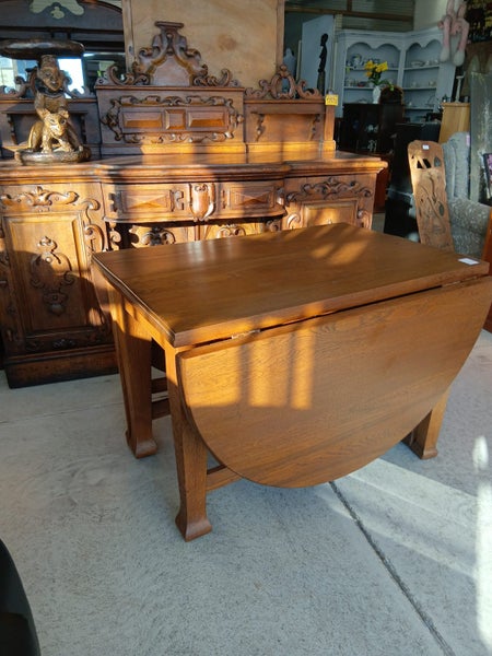 1210 AWESOME SUPER THICK OAK DROPSIDE TABLE Carousel 2