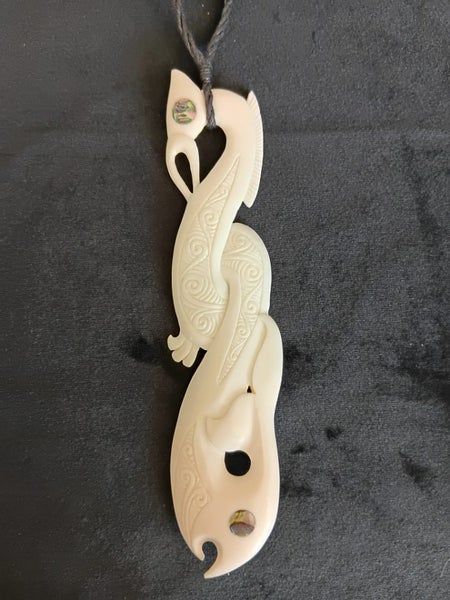 Bone Carving - Large Manaia Necklace in Giftbox Carousel 1