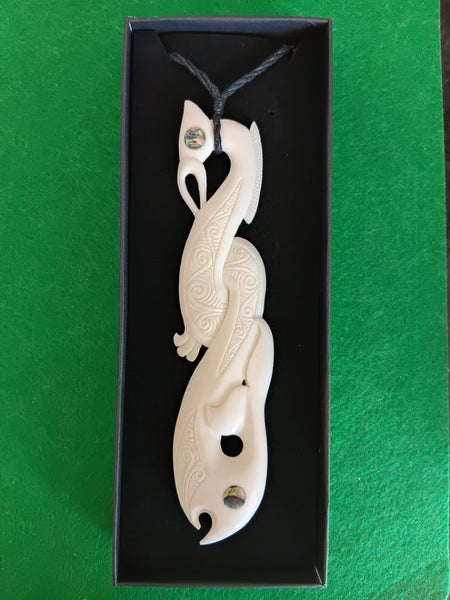 Bone Carving - Large Manaia Necklace in Giftbox Carousel 2