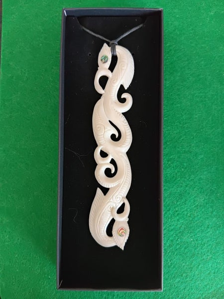 Bone Carving - Large Manaia Necklace in Giftbox Carousel 2