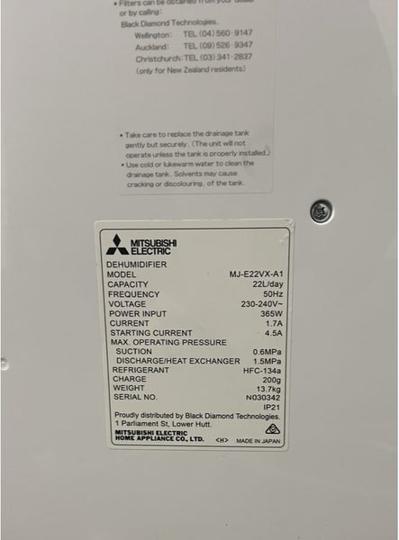 Mitsubishi Dehumidifier 22L- MJ-E22VX - RRP $979 Carousel 5