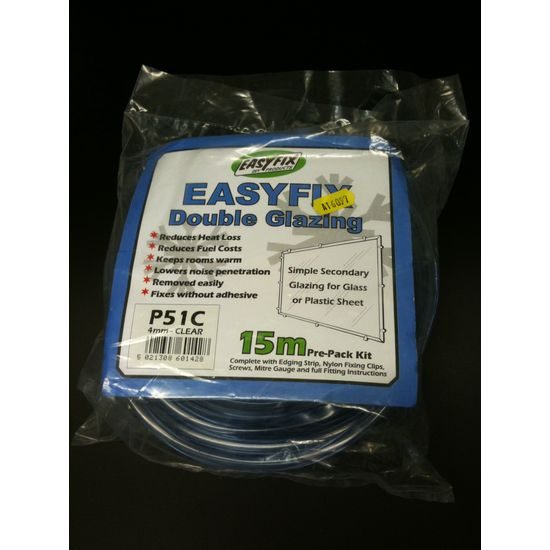 DIY DOUBLE GLAZING Clear 4mm ClipGlaze 15m PrePack Kit Carousel 1