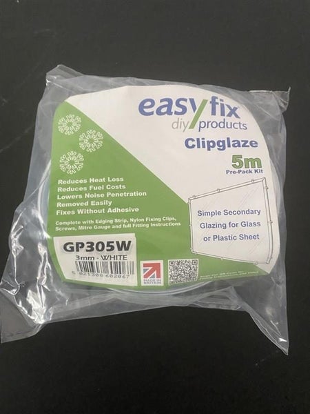 DIY DOUBLE GLAZING White 3mm ClipGlaze 5m PrePack Kit Carousel 2
