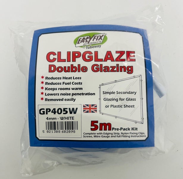 DIY DOUBLE GLAZING White 4mm ClipGlaze 5m PrePack Kit Carousel 2
