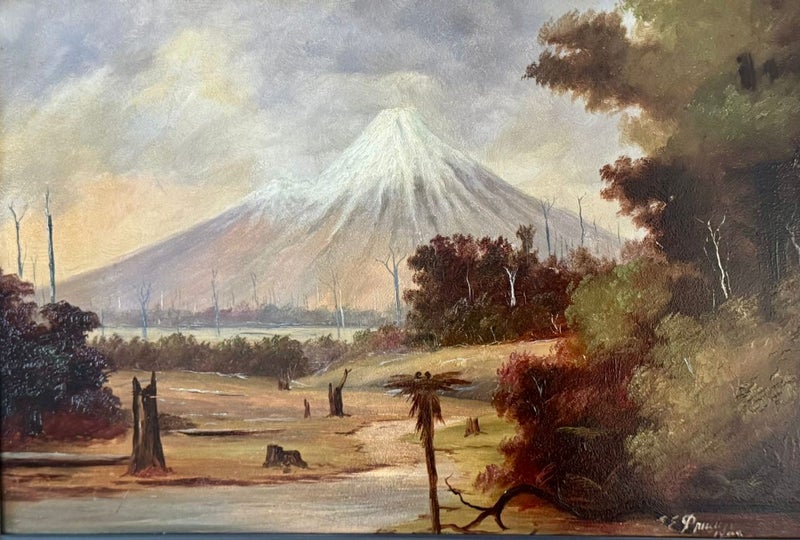George Edmund Pruden (1870-1944) Mt Egmont ,Taranaki Oil on Board Carousel 2
