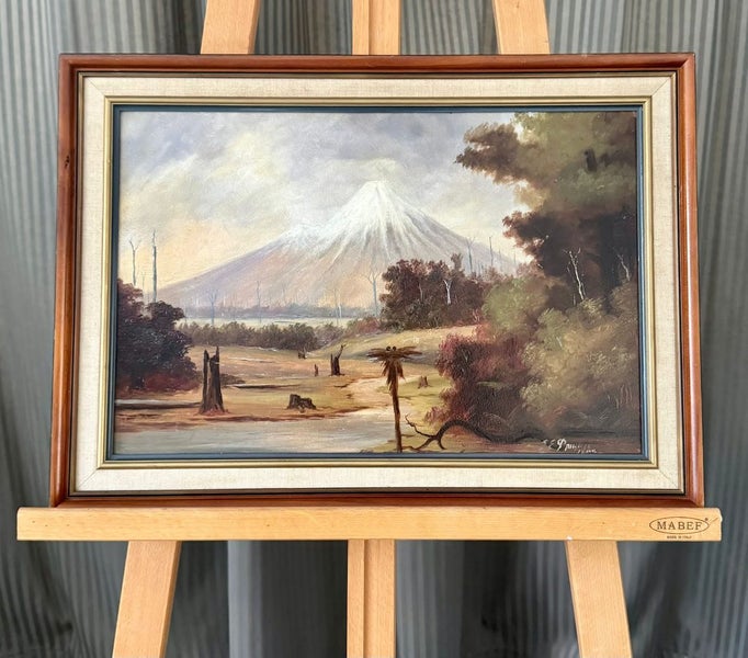 George Edmund Pruden (1870-1944) Mt Egmont ,Taranaki Oil on Board Carousel 1