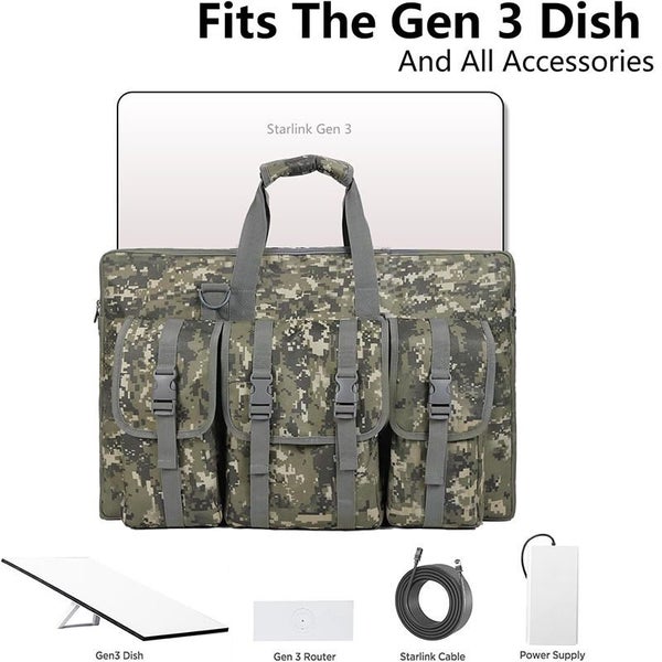Travel Bag for Starlink Gen 3 Ethernet Cable Router Power Supply-Camouflage Carousel 2