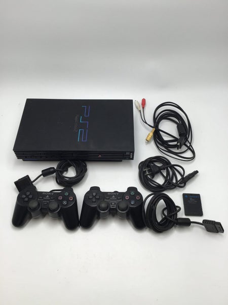 * Black PS2 Console w/ 2 Dualshock Controllers, Cables & Memory Card! * Carousel 1