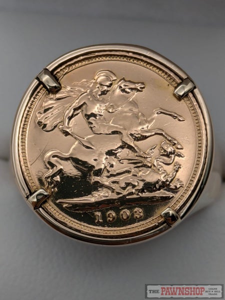 1903 Half Sovereign Coin Ring in 10ct Yellow Gold Setting Carousel 2