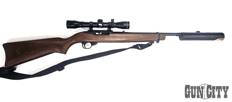 22 Ruger 10/22 Blued Wood 18.5" with Scope & Silencer Carousel 1