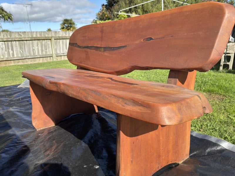 HUGE 8 SEATER AND 2 DANCING WIVES MACROCARPA TABLE with Bench Seats62931714818433111