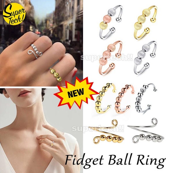 Anxiety Worry Fidget Ball Ring Meditation Spinner Ring Adjustable Opening Carousel 1
