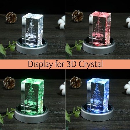 LED Light Base Multicolor Round Display Stand for Crystal Art Lighted Base Carousel 1