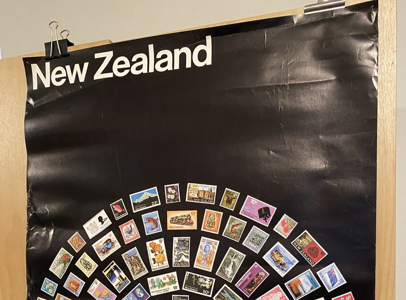 VINTAGE POSTER: New Zealand Postage Stamps 1974 Carousel 2