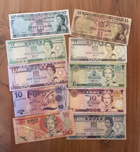 10 Fiji decimal notes from different series 50cents to $50 denominations (#11) Carousel 1