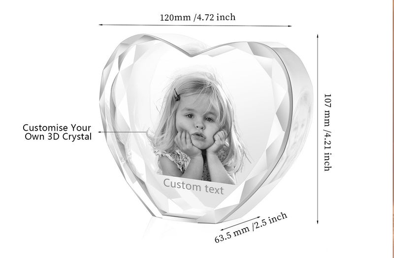 Personalised Photo 3D Image Crystal Heart Carousel 2
